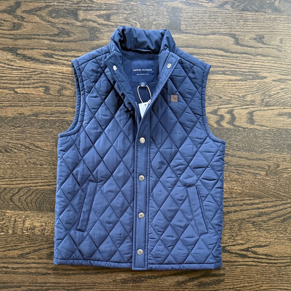 NWT! Janie and Jack Blue Quilted Kids Vest